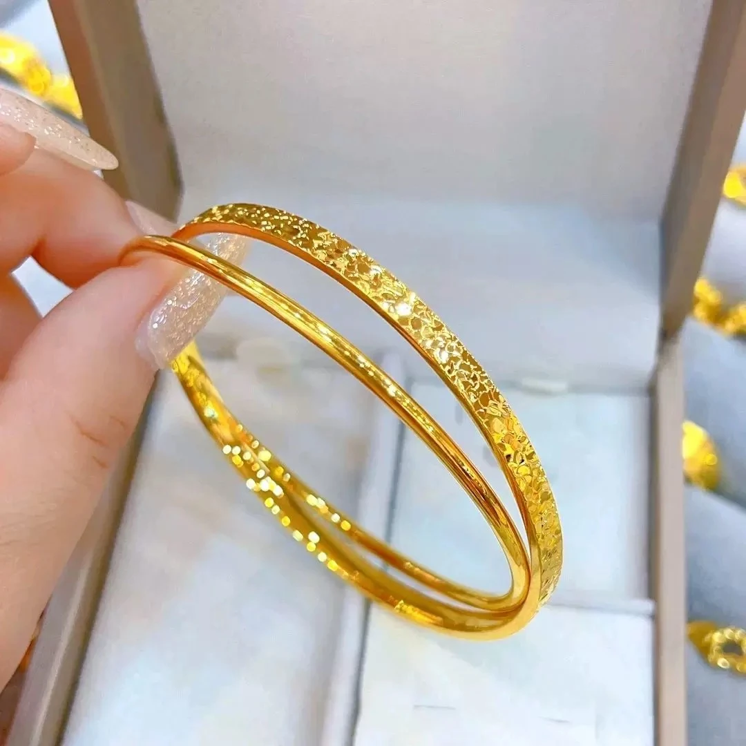 合金手镯 双重碎冰冰素圈手镯