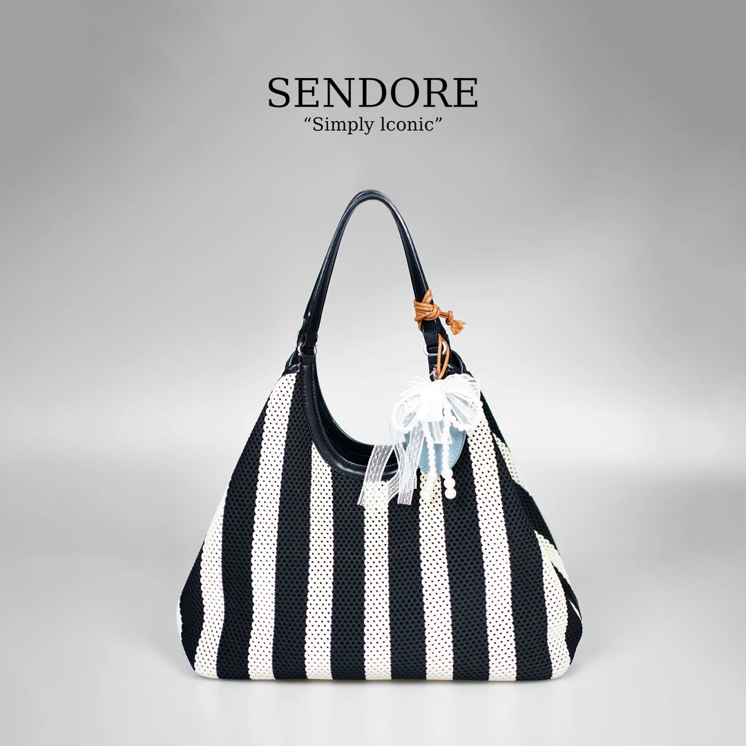 SENDORE 森岛/托特包 大牌风时尚休闲百搭编织条纹小众托特包
