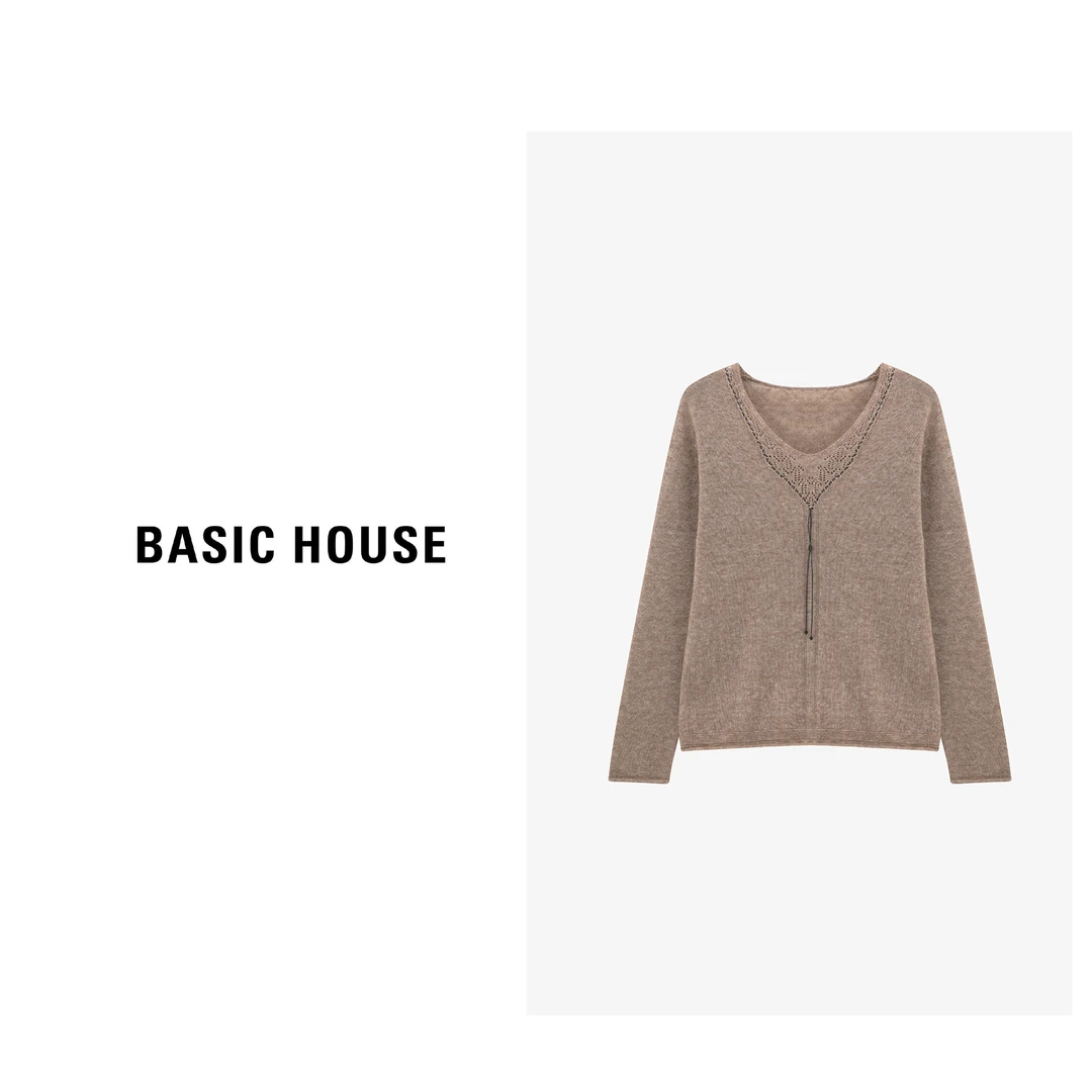 Basic House/百家好秋季纯色气质百搭长袖羊毛衫-B0625B5JAX2