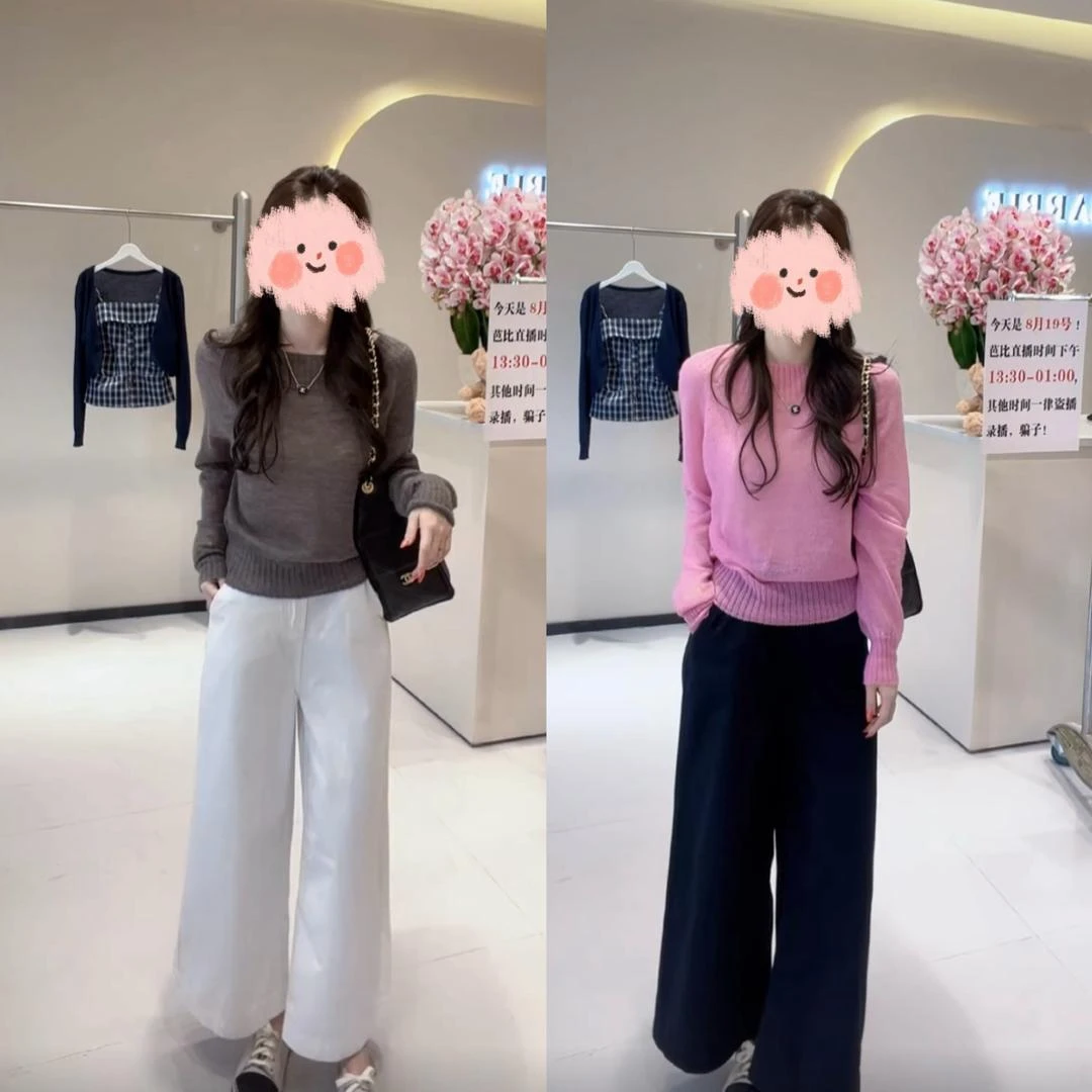 2025早秋新款套装洋气高级套头毛衫休闲显瘦高级感气质裤俩件套