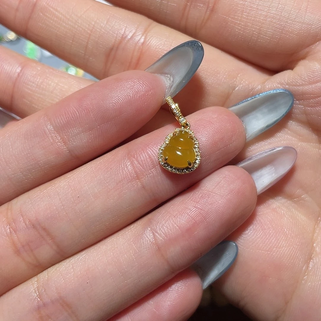 翡翠18K金镶嵌吊坠(不含链)