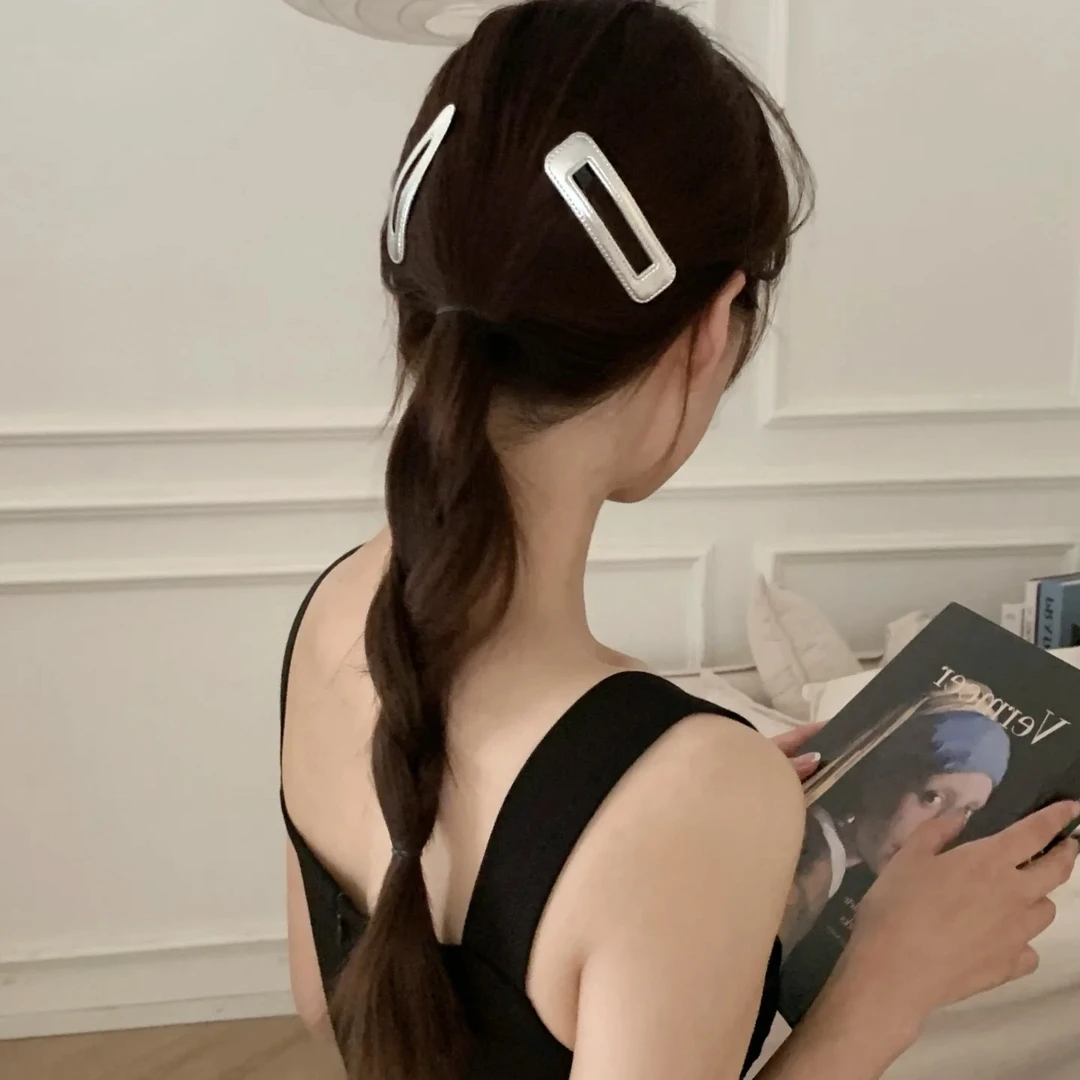 少女银色皮质pu皮星星水滴云朵BB夹学生侧边边夹儿童刘海夹碎发夹