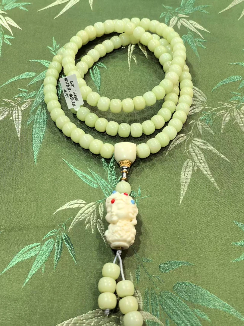 S0790-青柠绿菩提算盘珠8*10*108