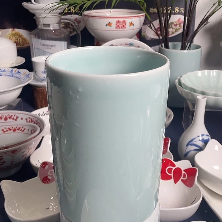 影青圆形筷子桶陶瓷的