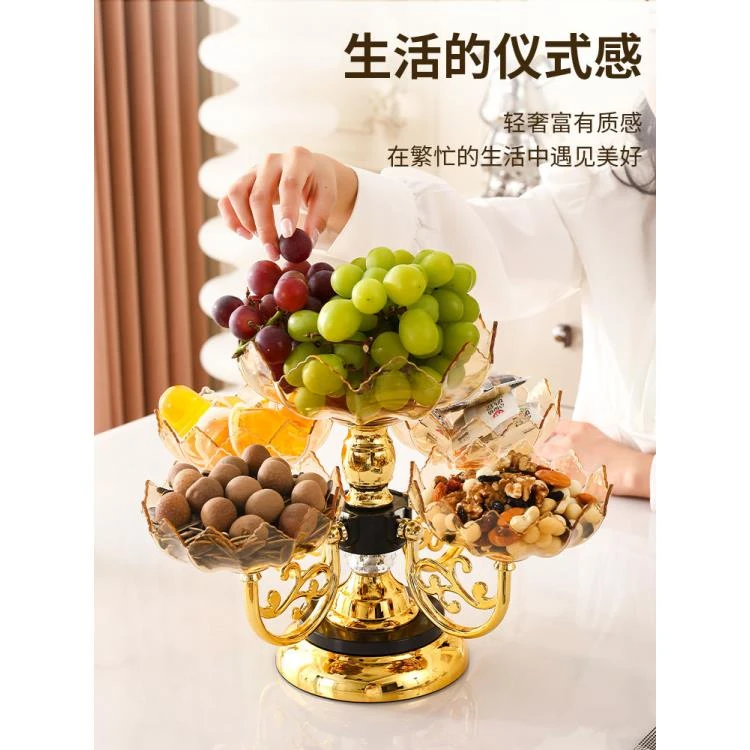 水果盘轻奢果盘高档网红时尚透明家用创意简约三层欧式时尚透明