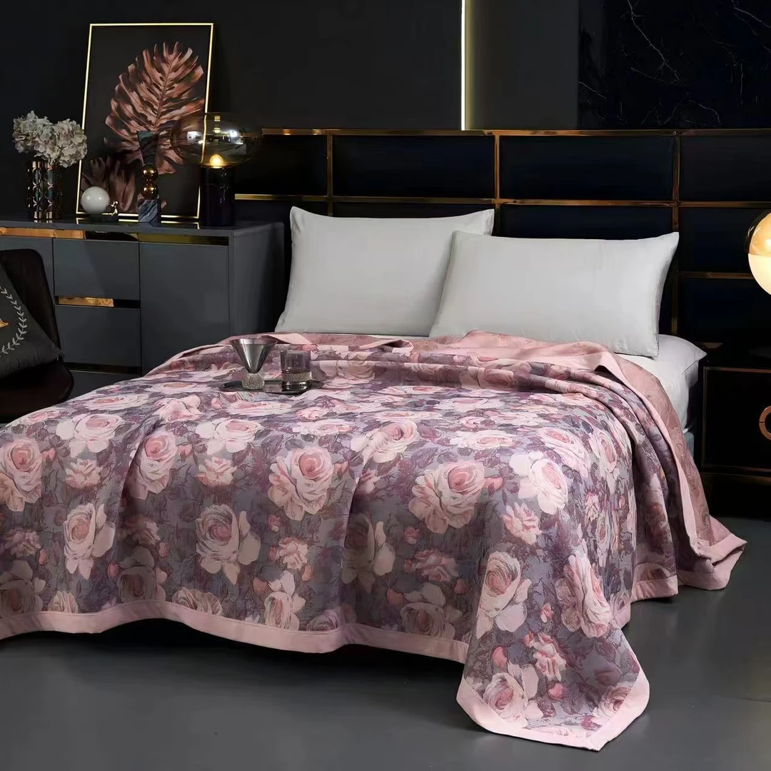 【盖毯】驼绒蛋白鎏金毯  240*250cm  花满园