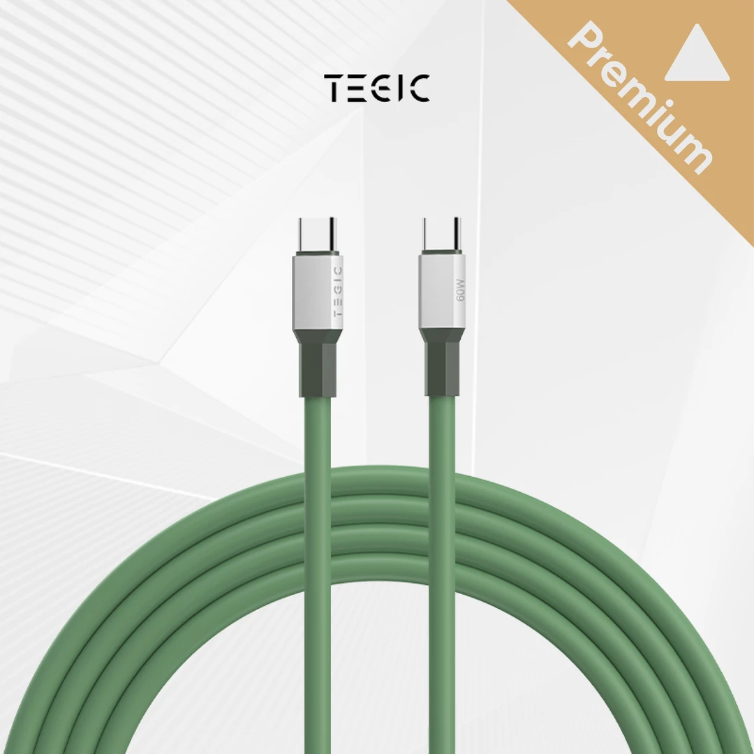 TEGIC特极客液态亲肤硅胶数据线TYPE-C适用苹果安卓通用加长1.2米