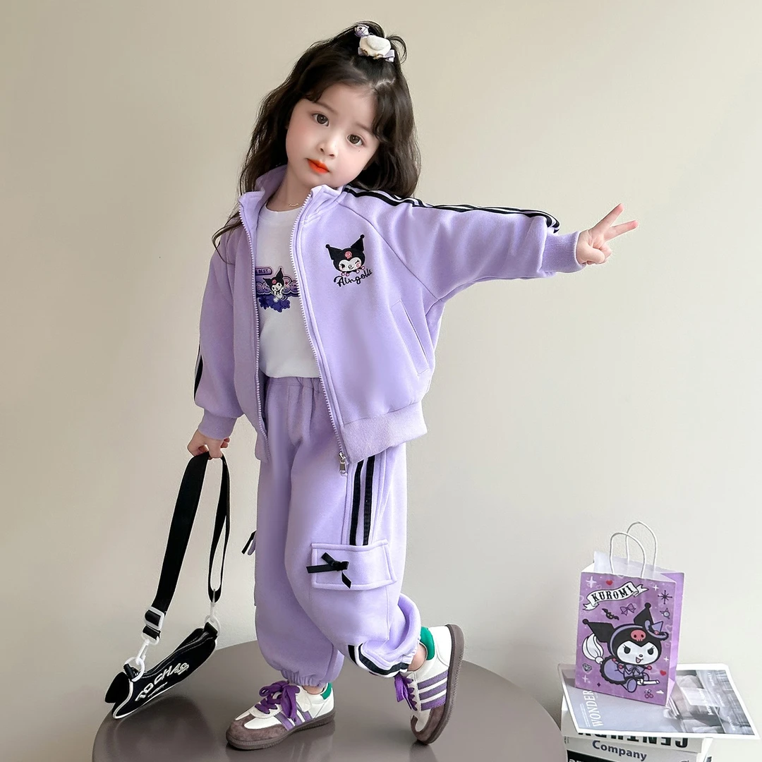 库洛米女童长袖女春秋休闲风运动风卡通动漫套装小童运动春季外套