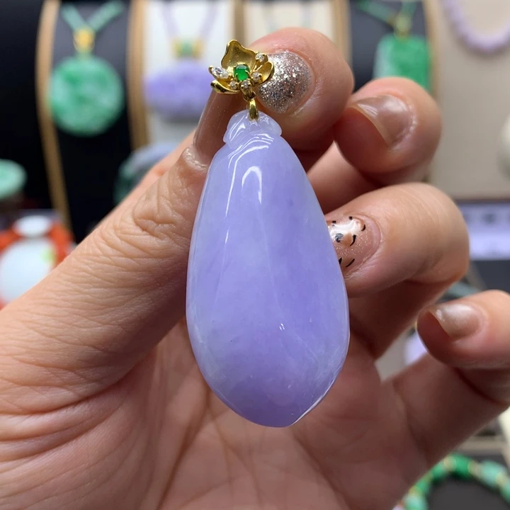 翡翠18K金镶嵌吊坠(不含链)