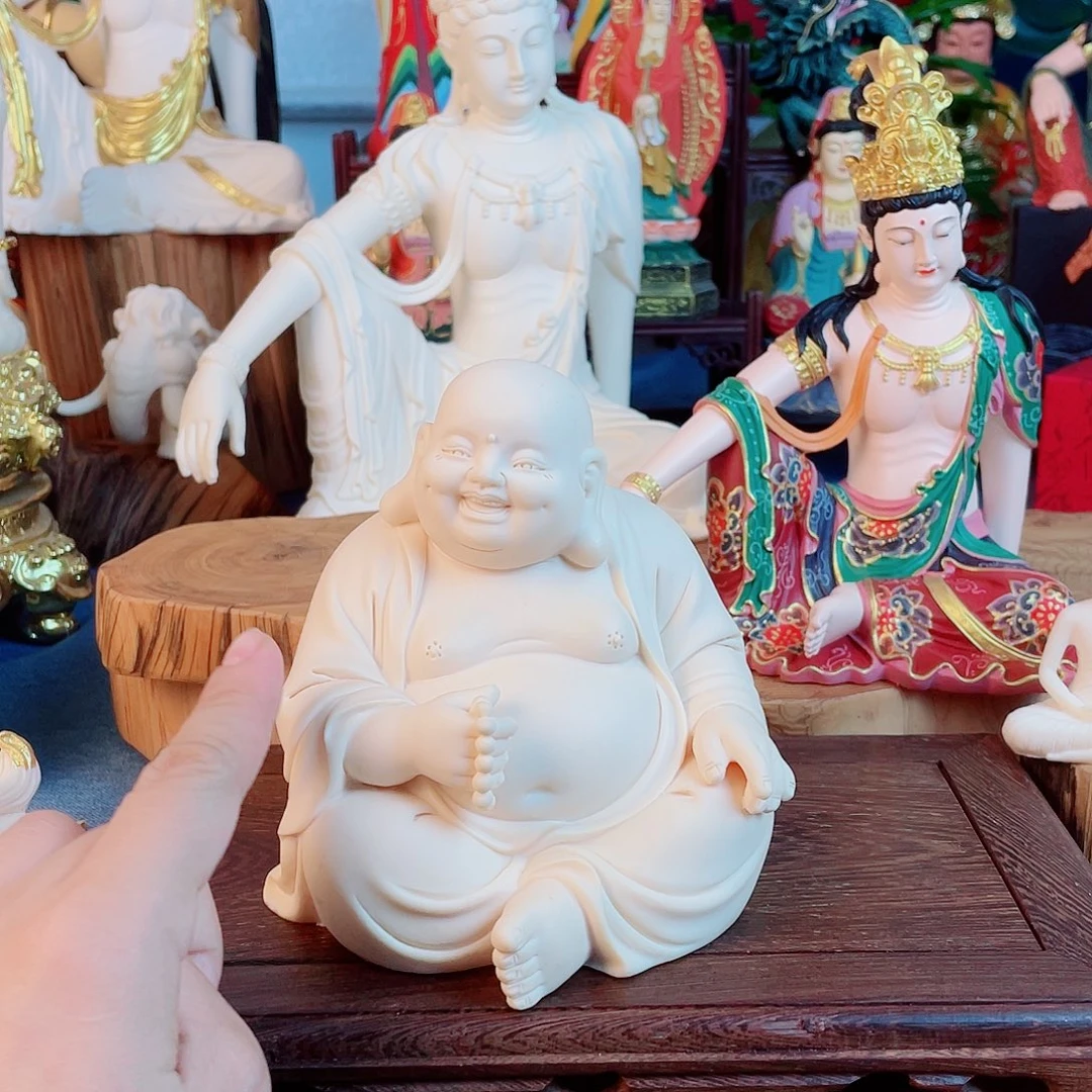 九***生石材弥勒笑佛家居摆件