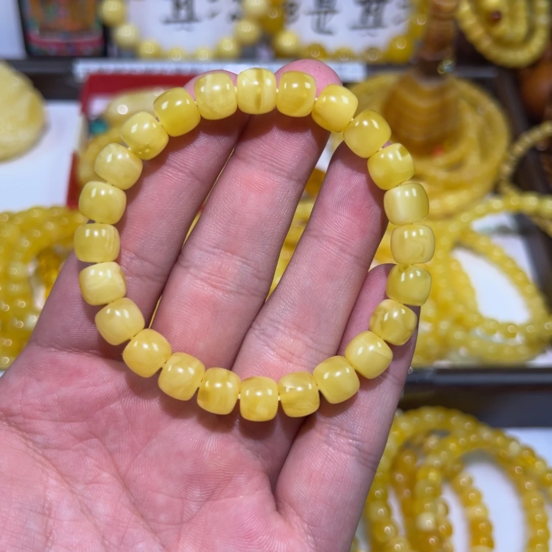 蜜蜡未镶嵌裸石手串 尺9.0mm