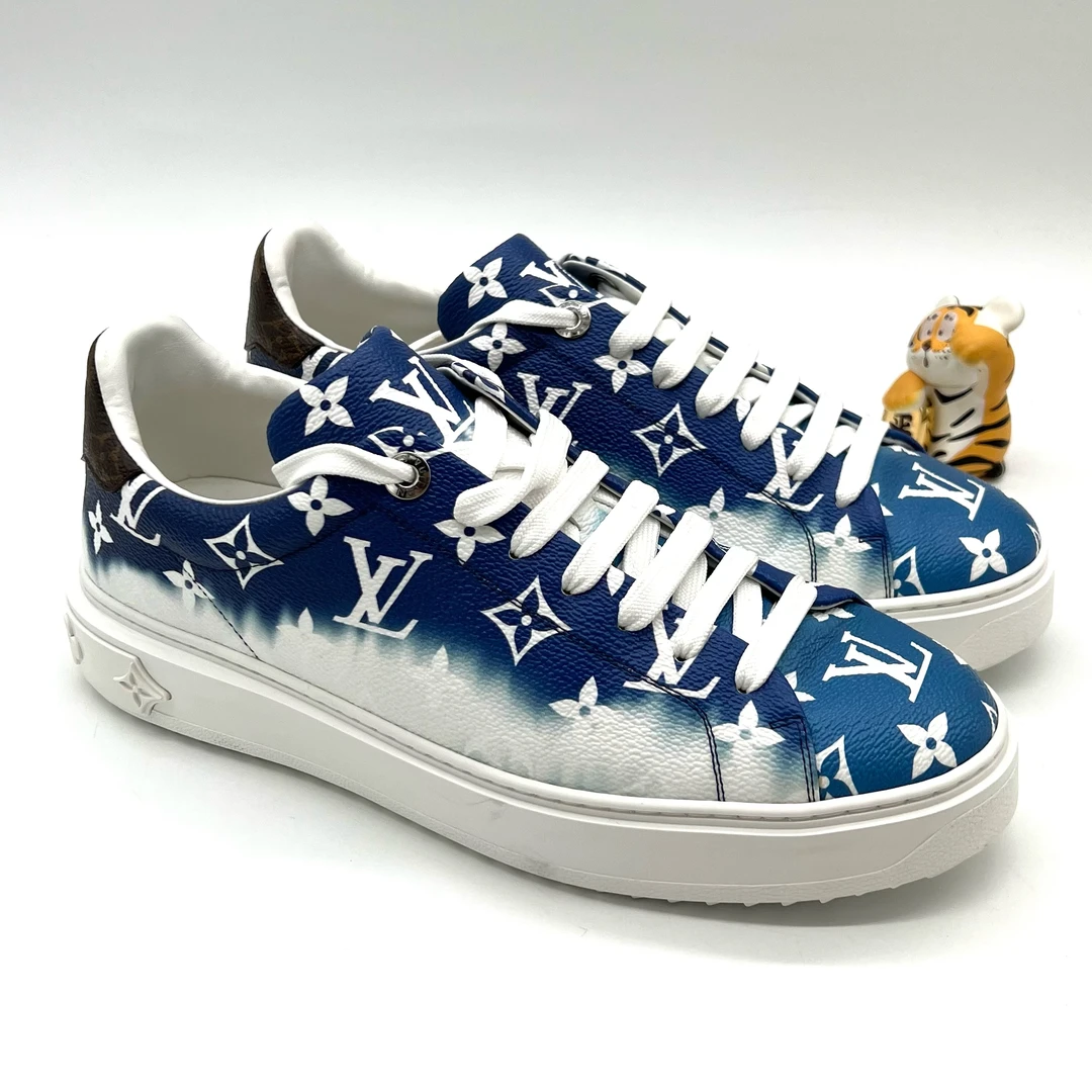 99新 LouisVuitton/路易威登 白蓝色 满面老花厚底时尚板鞋 42码