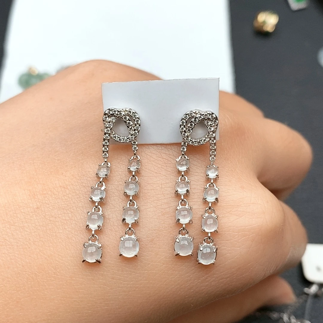 翡翠银S925镶嵌颈饰耳坠