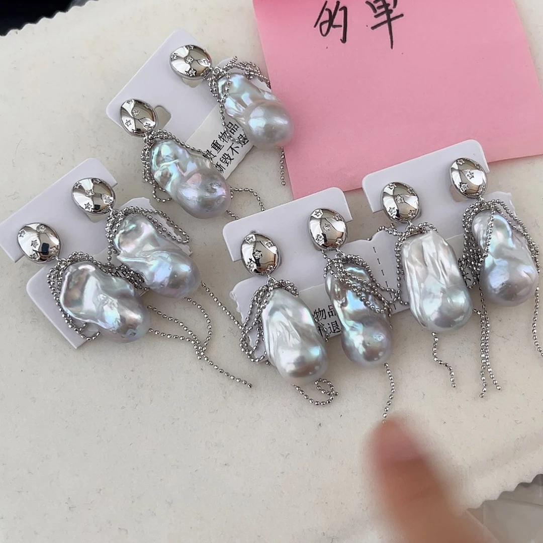 合金淡水珍珠耳饰