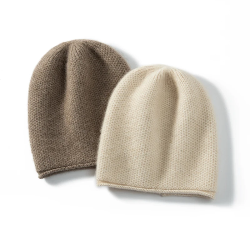 针织帽无檐极简风包头帽卷边帽子时尚冬季男士女士同款山羊绒帽子