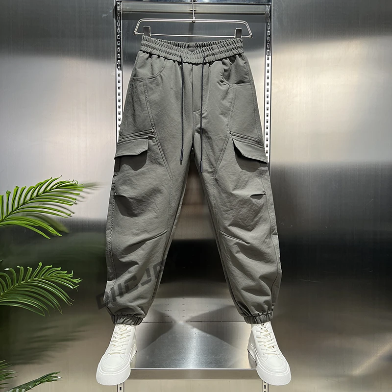 【高端】男士工装休闲裤春夏新款宽松休闲美式时尚百搭松紧束脚裤子