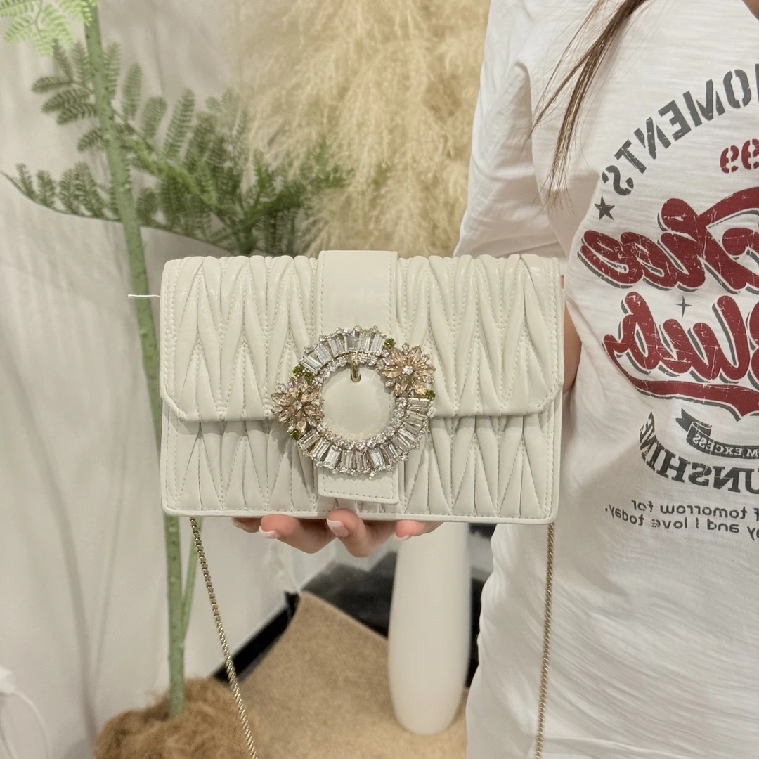 95新 MIU MIU/缪缪 白金太阳花斜挎WOC