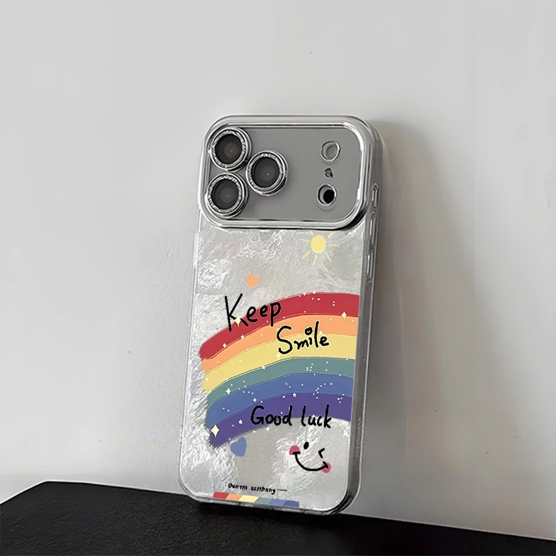 彩虹笑脸适用于苹果iPhone17手机壳全包卡通16pormax羽纱15防摔