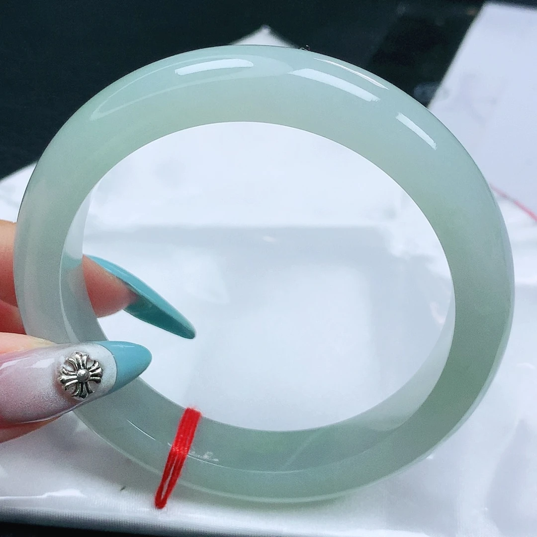 翡翠手镯未镶嵌翡翠60.5冰胶润正圈