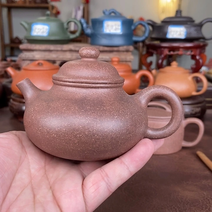 紫砂茶壶花块紫泥半手工容天壶