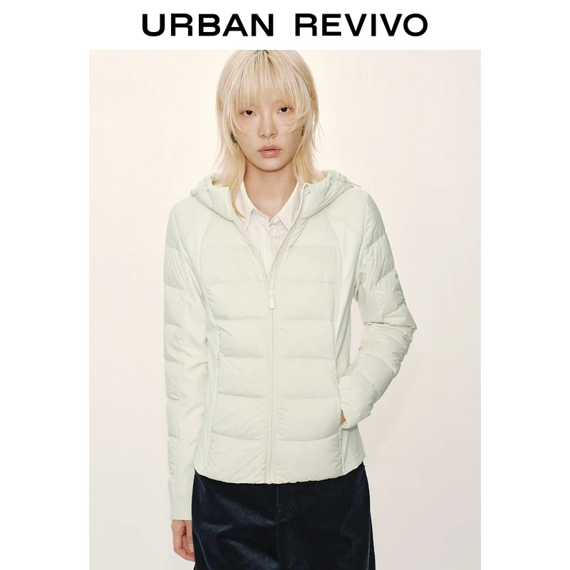 UR2025冬季新款女装休闲连帽抽绳收腰拉链羽绒服UYL150129