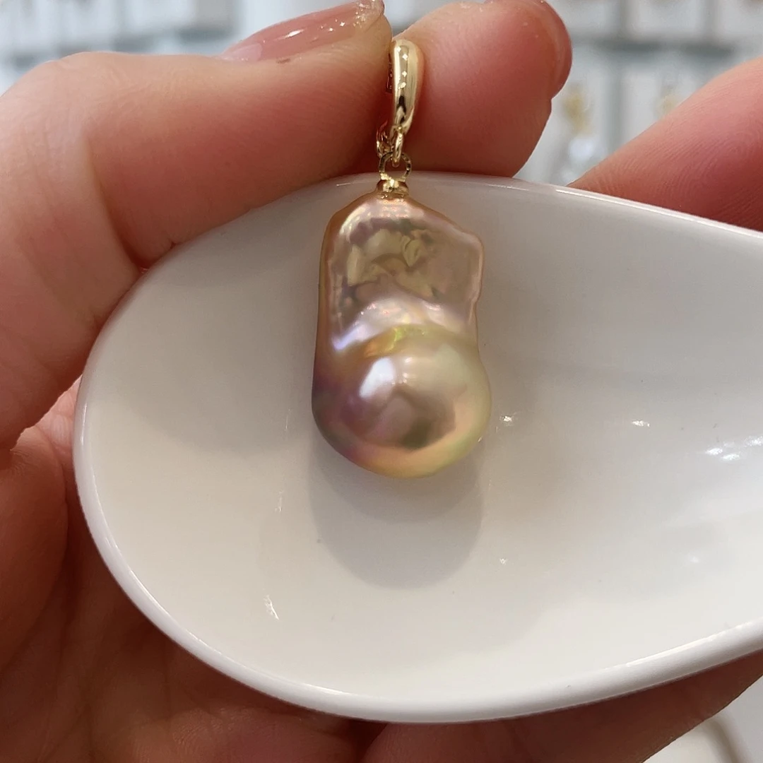 淡水珍珠天然珍珠巴洛克银S925镶嵌