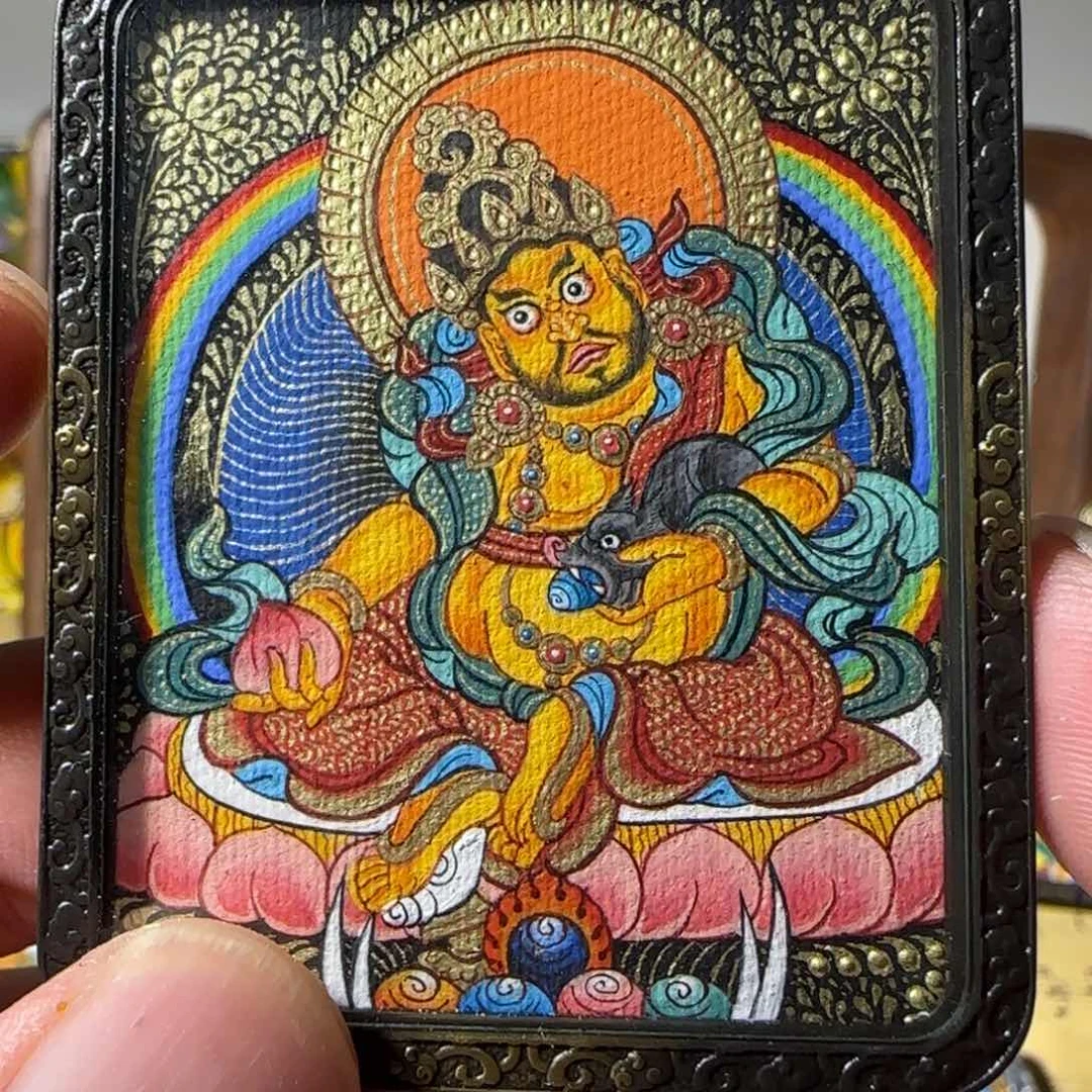 流***云吊坠纯手绘唐卡黄财神