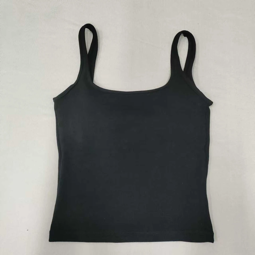 25221新款 时尚简约舒适百搭款纯色显瘦后背大U吊带背心美背