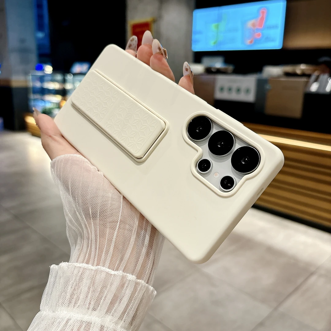 适用三星S25ultra液态硅胶支架手机壳时尚简约S24ultra防摔保护套