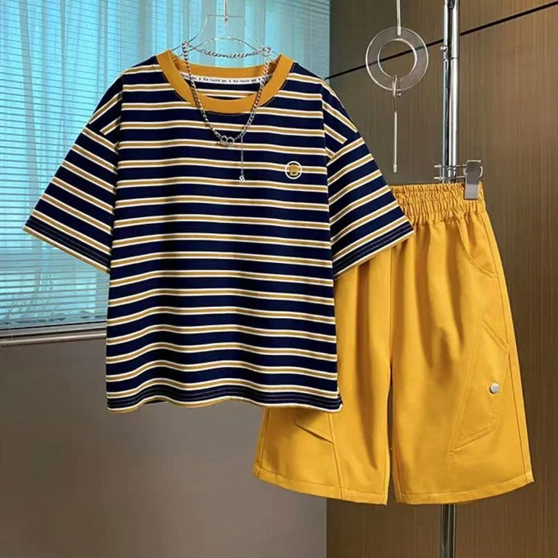 男童儿童2025夏季新款中大童休闲时尚夏款套装夏款潮款透气两件套
