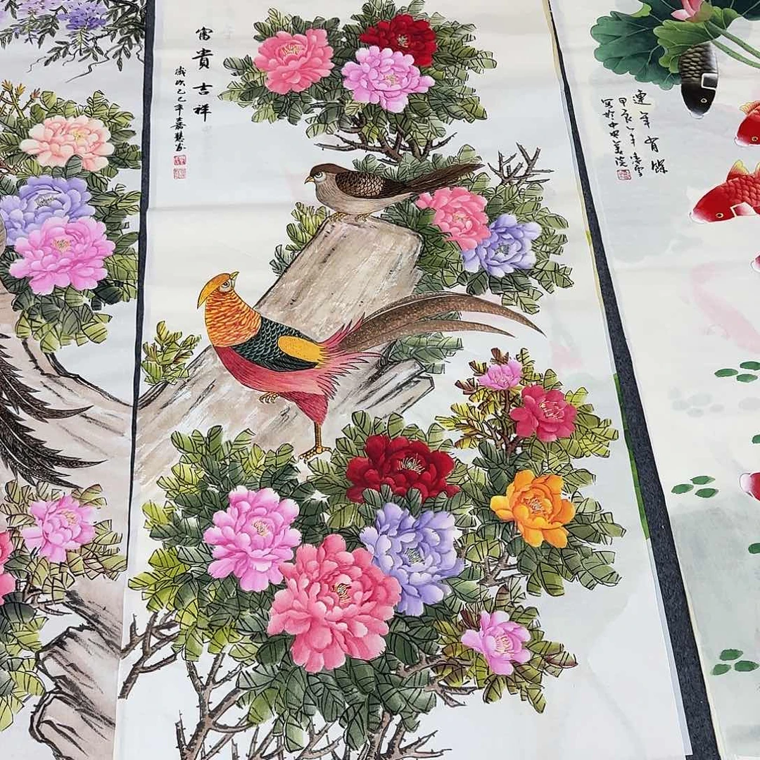 国画A*尺寸70X138手绘作品