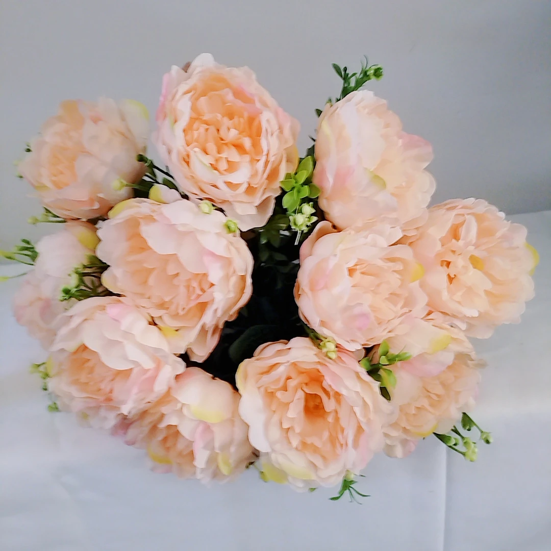 仿真花大把束13头大花朵绢花摆件装饰餐桌牡丹花假花摆设客厅花束