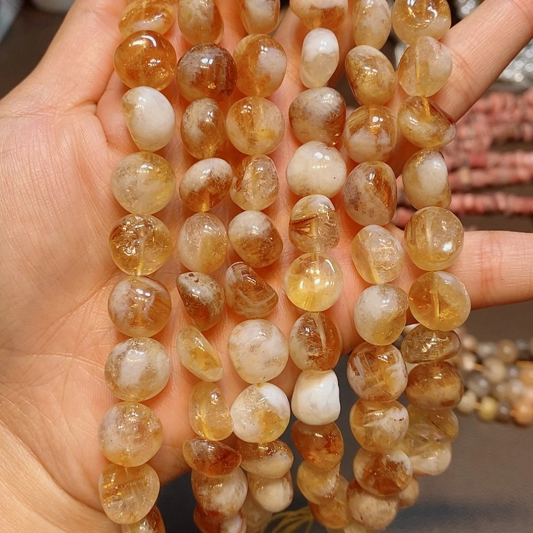 玛瑙/玉髓散珠黄塔晶大糖豆一条