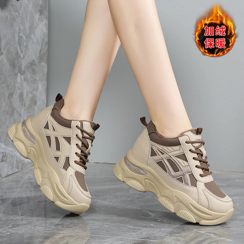 7公分内增高老爹鞋女2025年秋冬新款小个子厚底坡跟女鞋ins潮爆款