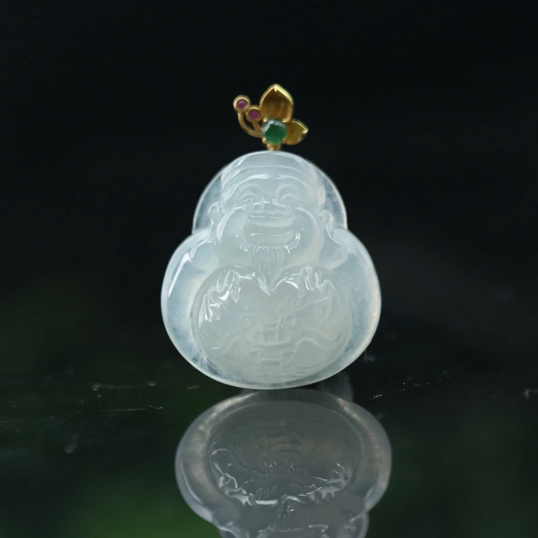 FC36天然缅甸翡翠A货18k财神/900259/保利厦门拍卖