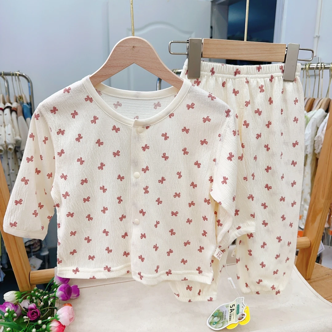 乖乖纺皱皱纱男女宝春夏对开套