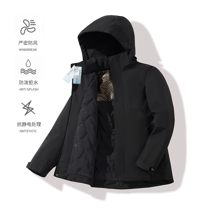 新品潮奢冬季户外滑雪服情侣款黑金棉衣防风水登山服夹克男-25629