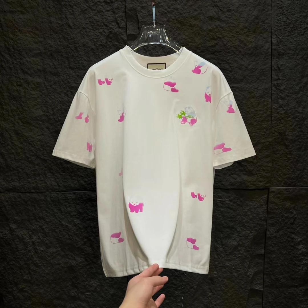 CB-A48-春夏宽松舒适半袖百搭个性小熊猫圆领T恤