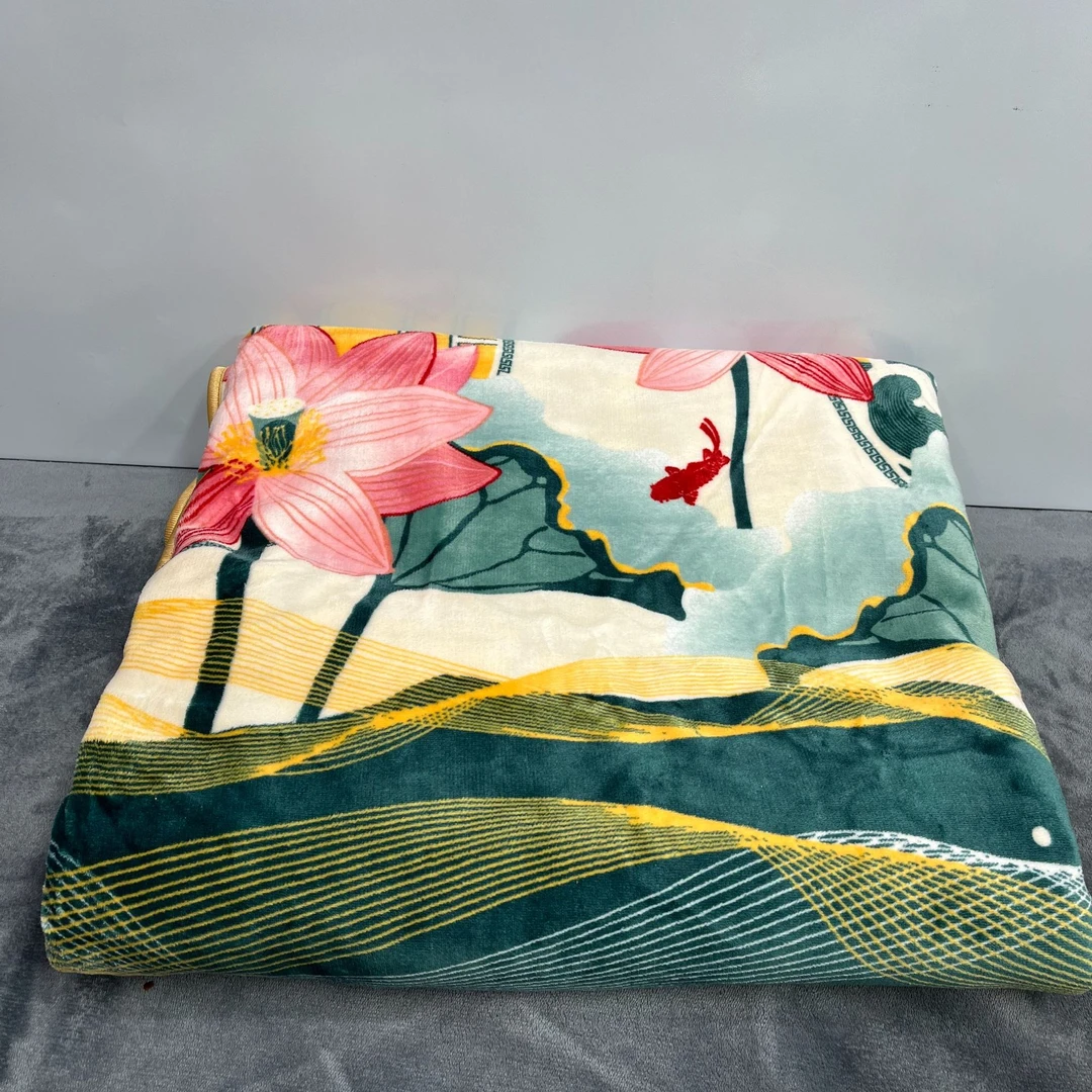 加大加厚牛奶绒荷塘月色被套220*240cm