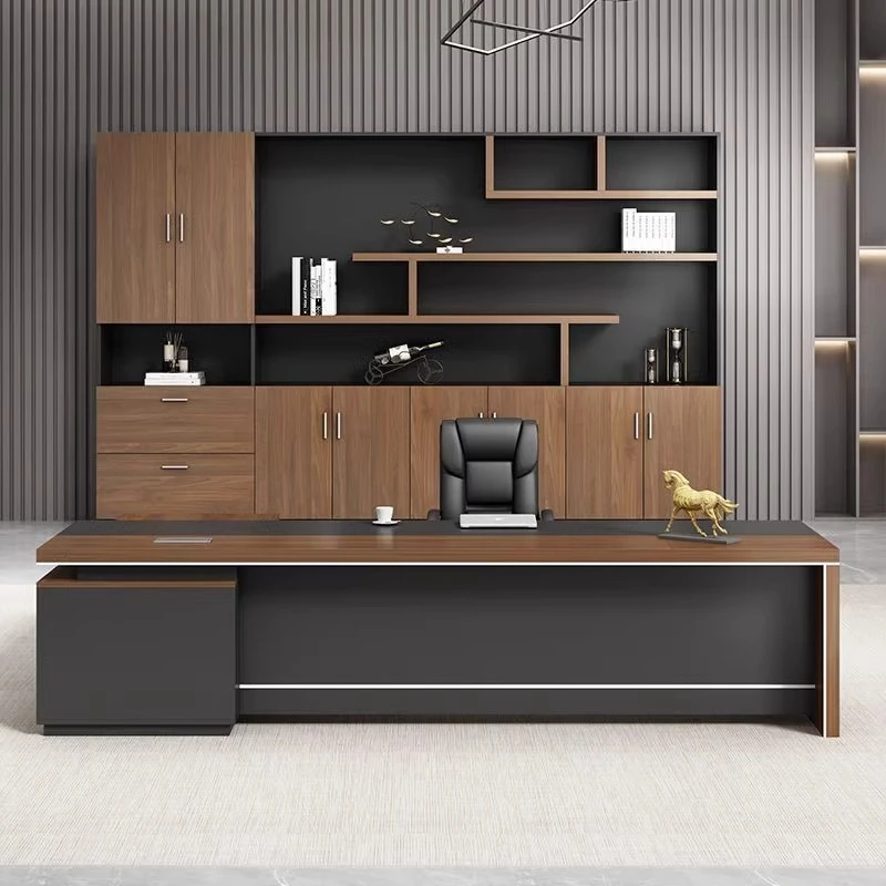 枫萱大班台办公桌老板办公桌椅组合简约时尚总裁经理职员工作桌