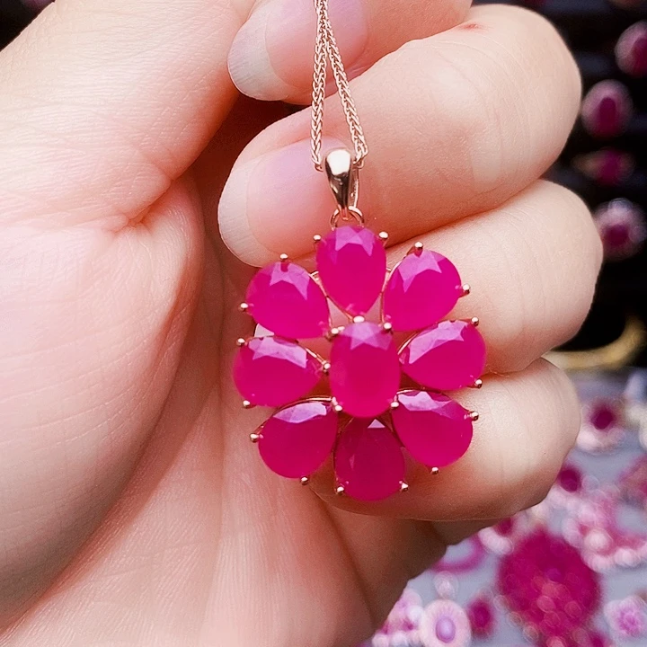 颈饰红宝石银S925镶嵌