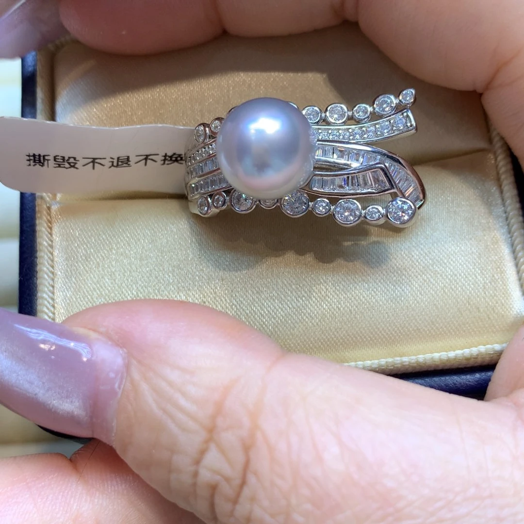 银S925镶嵌戒指海水珍珠