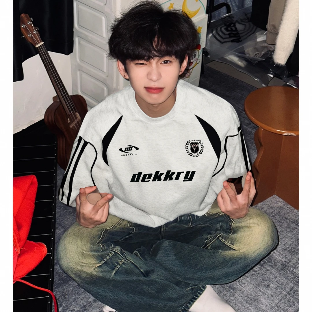 labzaa美式数字字母印花纯棉短袖t恤男女夏季潮牌vintage高街上衣