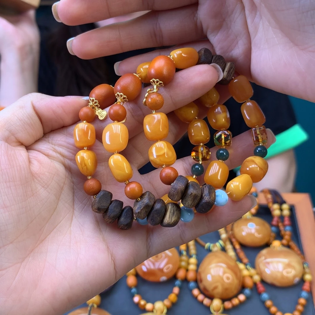 蜜蜡未镶嵌手串多样性发一