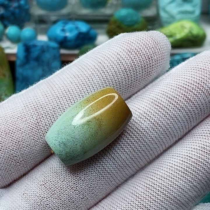 绿松石银S925镶嵌天然原矿 地大质检