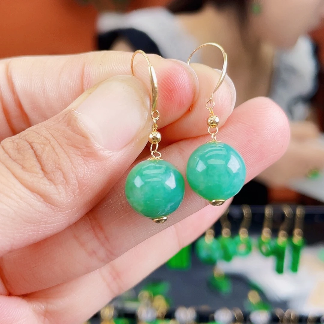 翡翠18K金镶嵌耳饰