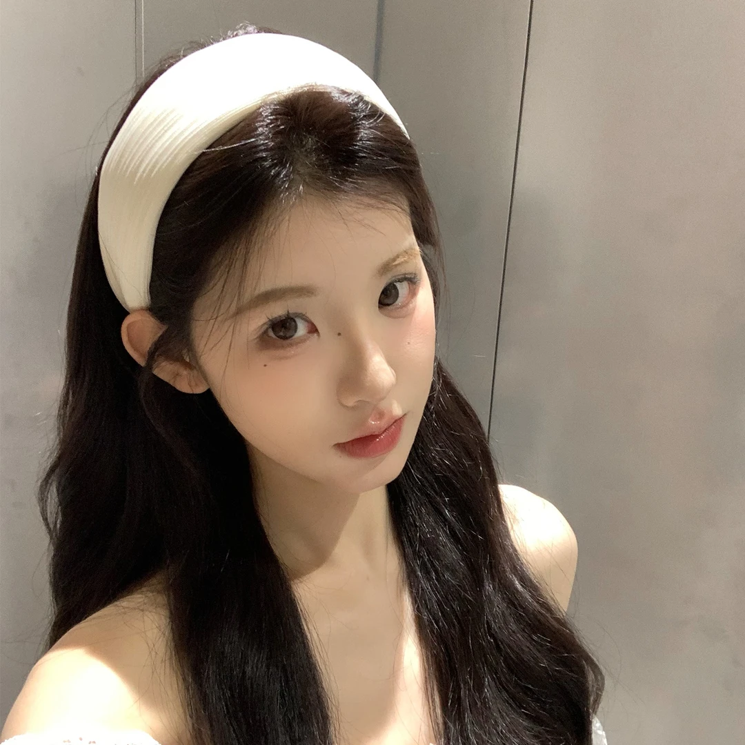 加厚版！白色条纹宽边发箍女不压头发高颅顶头箍发卡日常外戴发饰