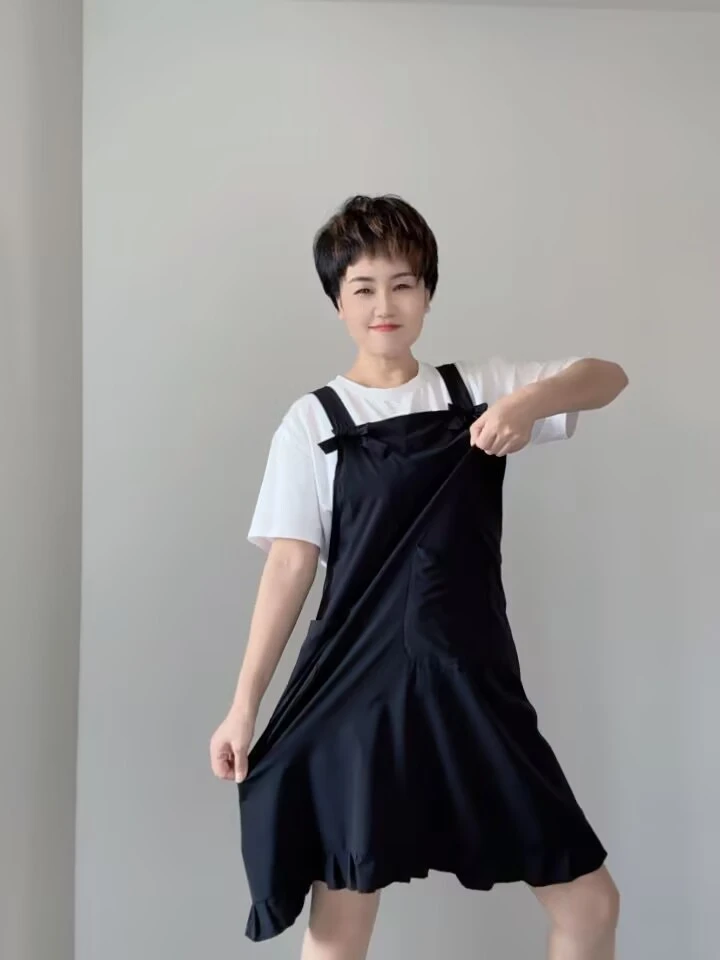 夏季薄款娃娃衫版弹力围裙轻薄透气家务厨房防污女款纯色做饭围裙