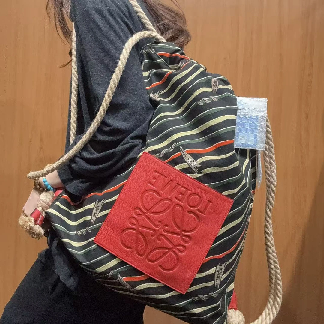 95新 LOEWE/罗意威 【蕾】 44 0933 艺术家麻绳双肩包