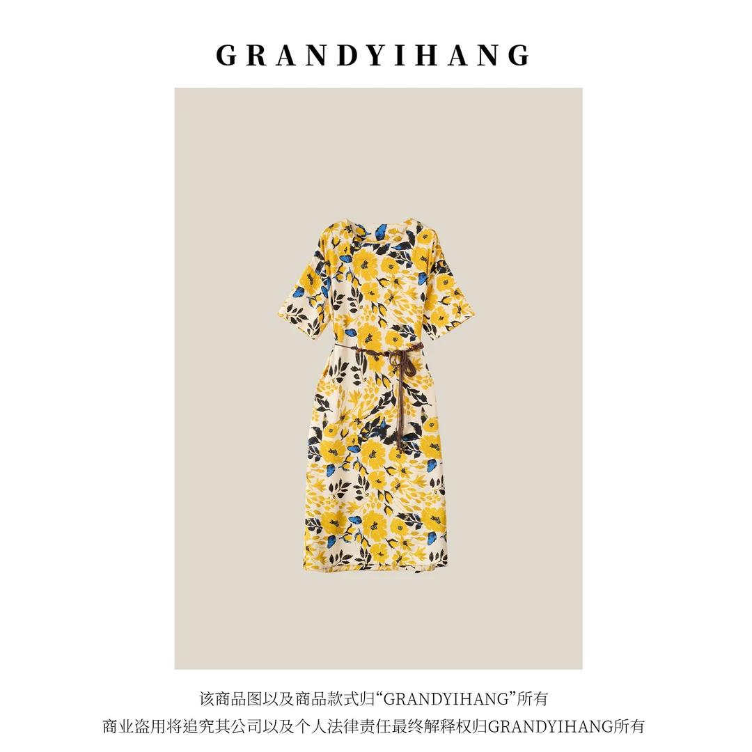 【高高专属】夏季新款时尚简约气质方领连衣裙23802